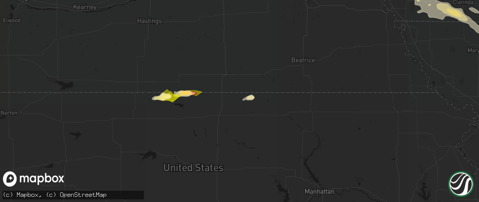 Hail map in Narka, KS on June 13, 2026