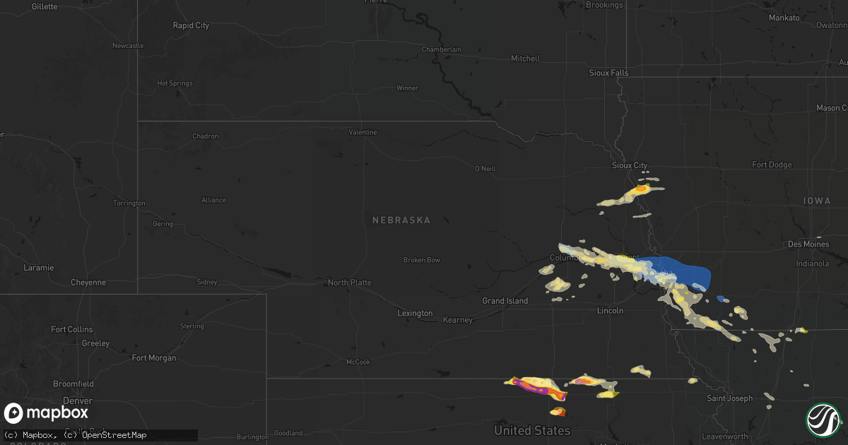 Hail map in Nebraska on June 13, 2026