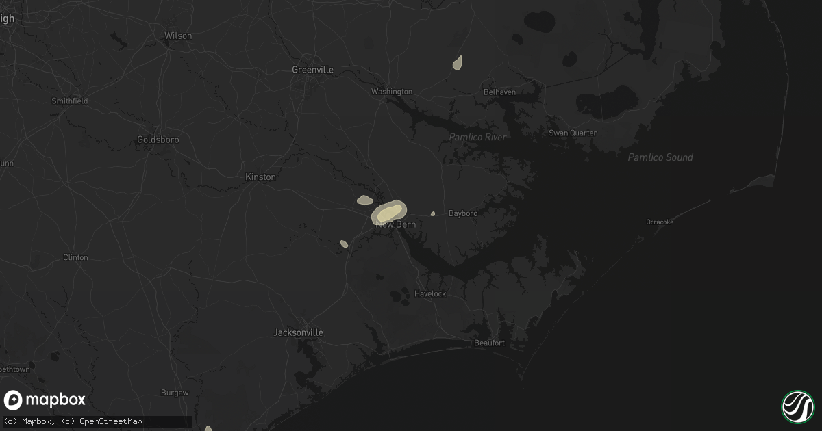 Hail map in New Bern, NC on June 13, 2026