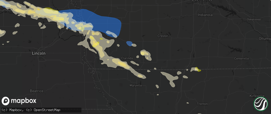 Hail map in New Market, IA on June 13, 2026