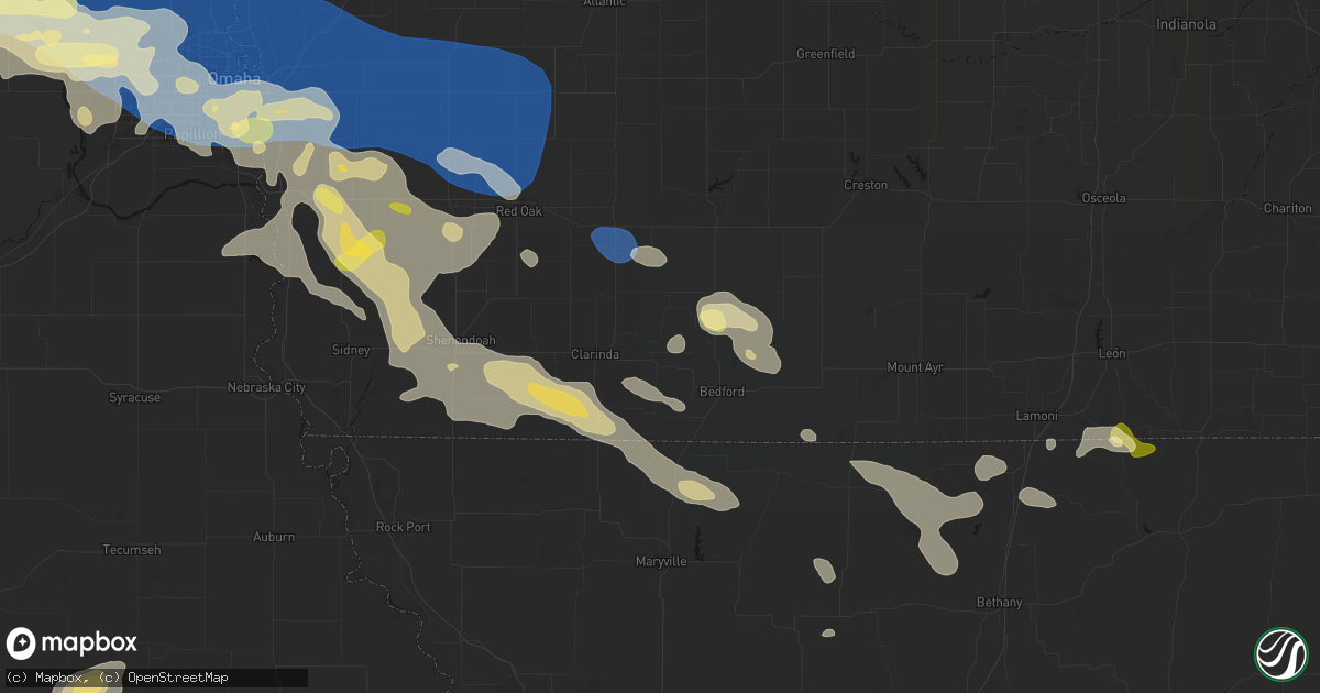 Hail map in New Market, IA on June 13, 2026