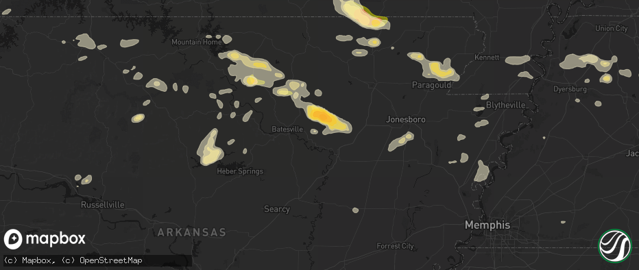 Hail map in Newark, AR on June 13, 2026