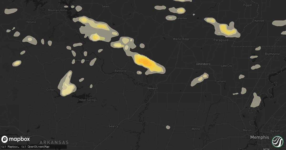 Hail map in Newark, AR on June 13, 2026