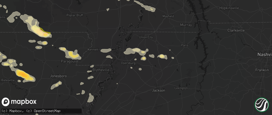 Hail map in Newbern, TN on June 13, 2026