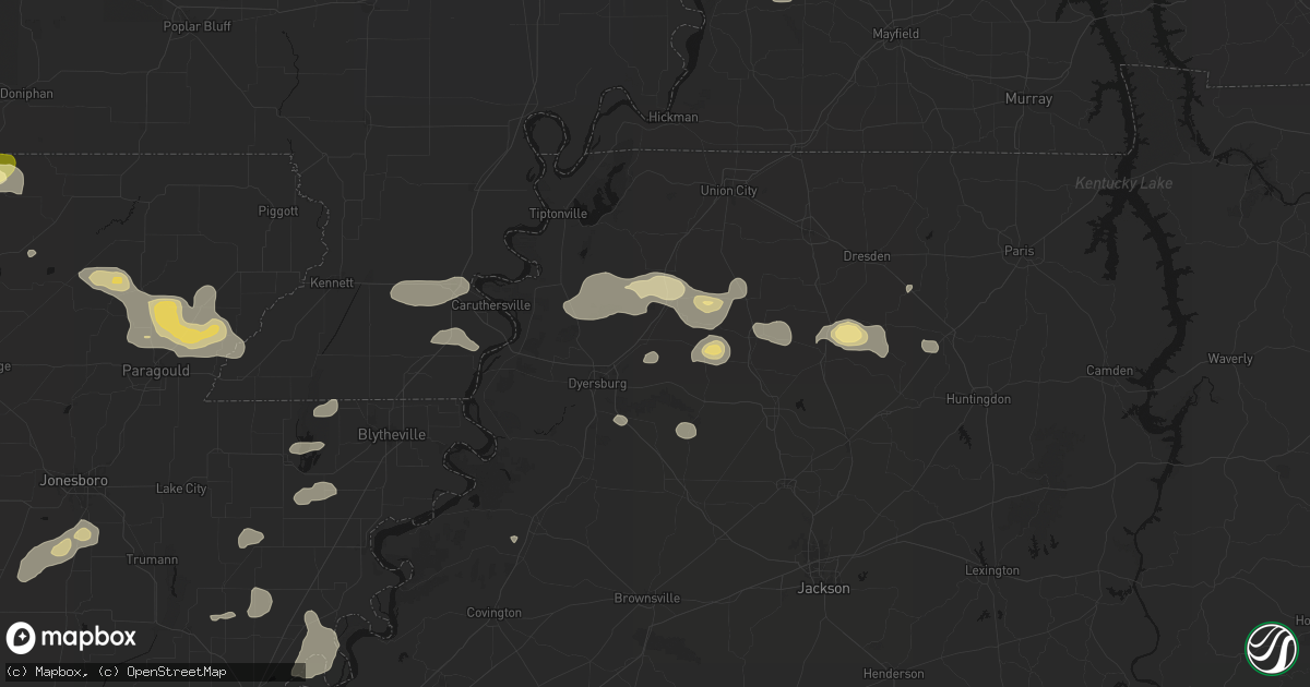 Hail map in Newbern, TN on June 13, 2026