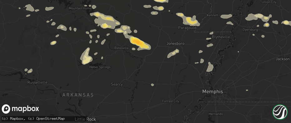 Hail map in Newport, AR on June 13, 2026