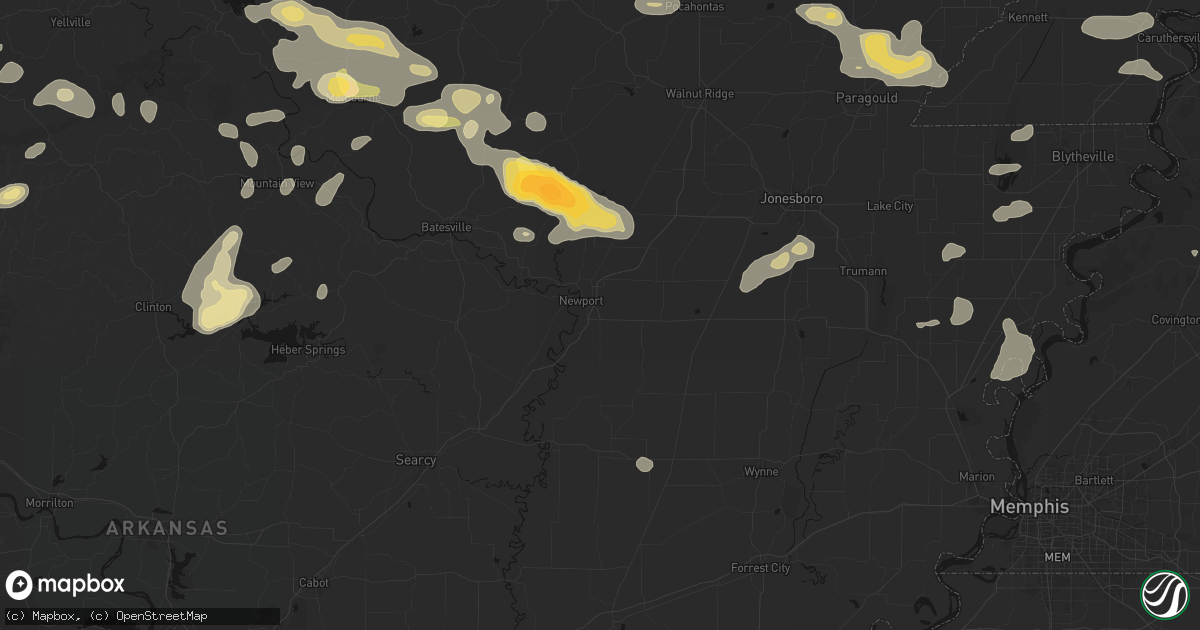 Hail map in Newport, AR on June 13, 2026