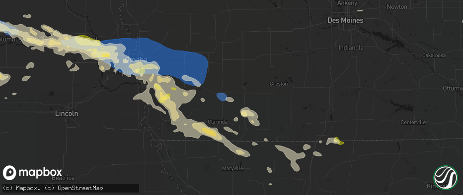 Hail map in Nodaway, IA on June 13, 2026