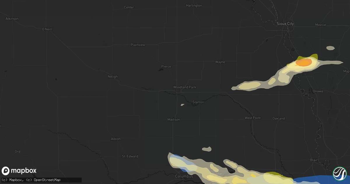 Hail map in Norfolk, NE on June 13, 2026