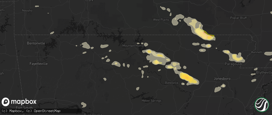 Hail map in Norfork, AR on June 13, 2026