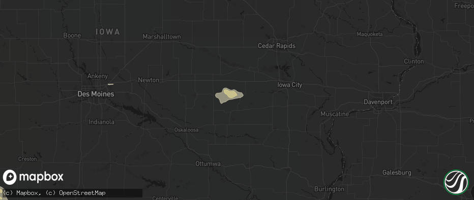 Hail map in North English, IA on June 13, 2026