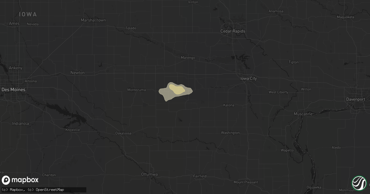 Hail map in North English, IA on June 13, 2026