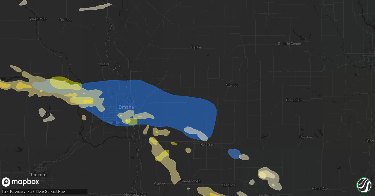 Hail map in Oakland, IA on June 13, 2026