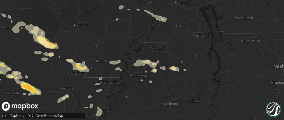 Hail map in Obion, TN on June 13, 2026