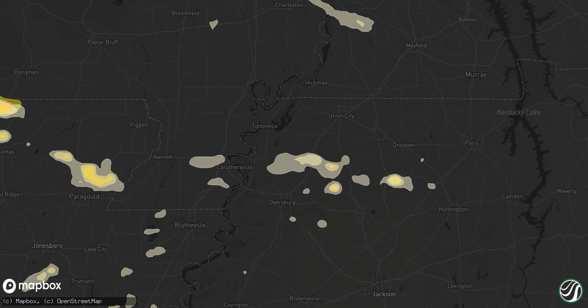 Hail map in Obion, TN on June 13, 2026