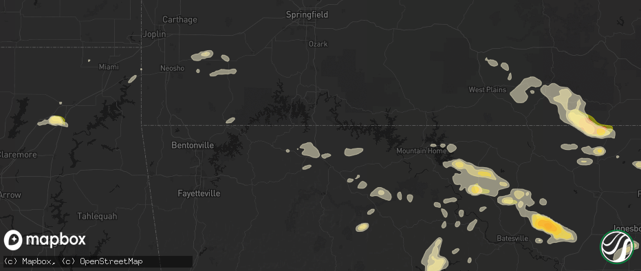 Hail map in Omaha, AR on June 13, 2026