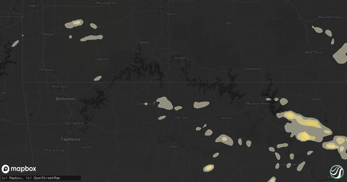 Hail map in Omaha, AR on June 13, 2026
