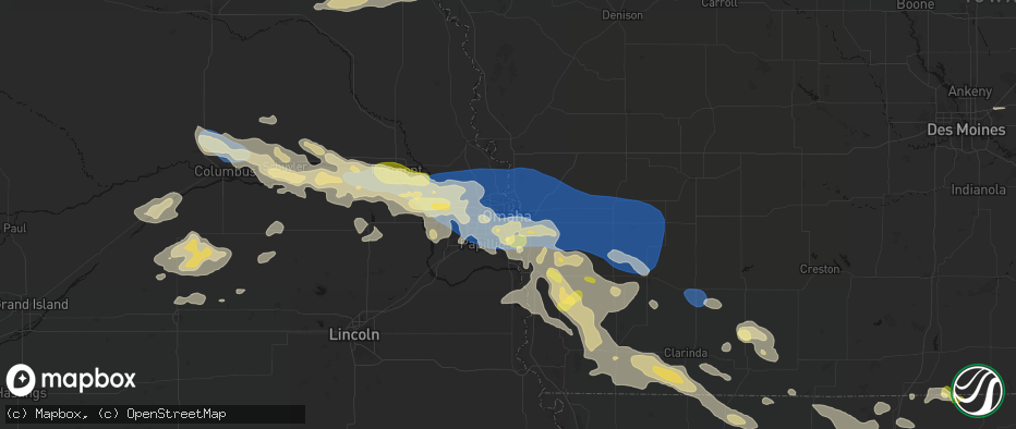 Hail map in Omaha, NE on June 13, 2026