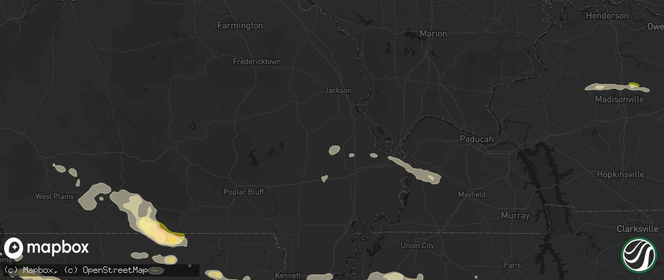 Hail map in Oran, MO on June 13, 2026