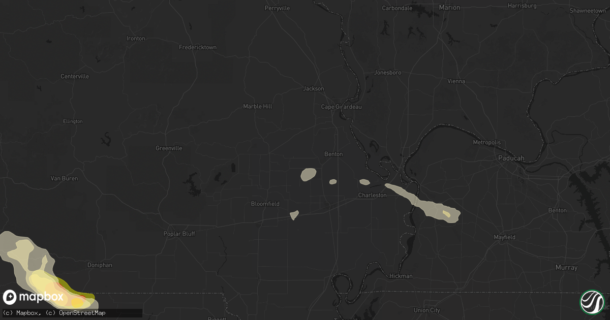 Hail map in Oran, MO on June 13, 2026