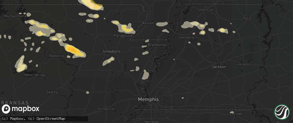 Hail map in Osceola, AR on June 13, 2026