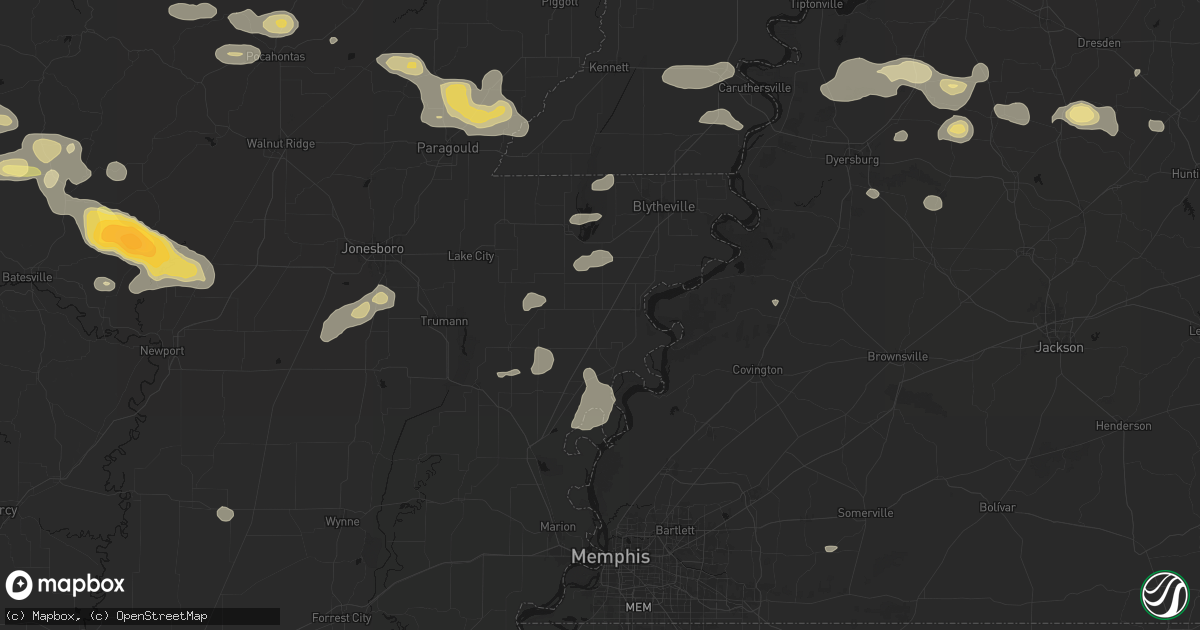 Hail map in Osceola, AR on June 13, 2026