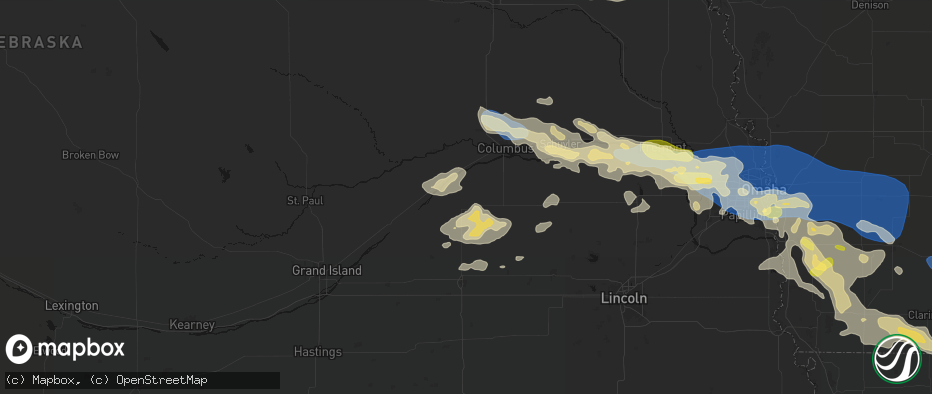 Hail map in Osceola, NE on June 13, 2026