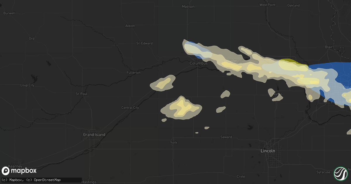 Hail map in Osceola, NE on June 13, 2026