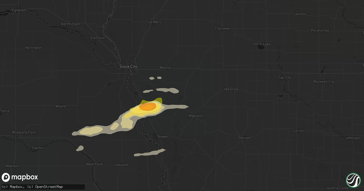 Hail map in Oto, IA on June 13, 2026