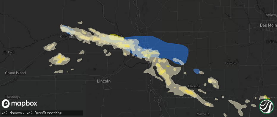 Hail map in Papillion, NE on June 13, 2026