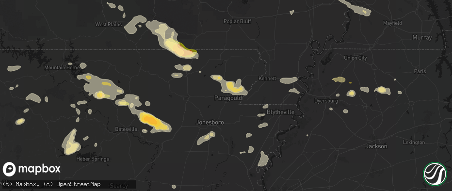 Hail map in Paragould, AR on June 13, 2026