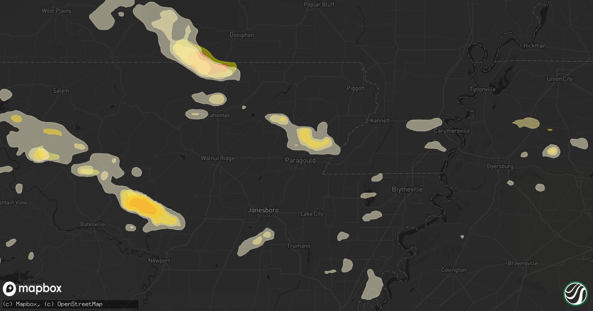 Hail map in Paragould, AR on June 13, 2026