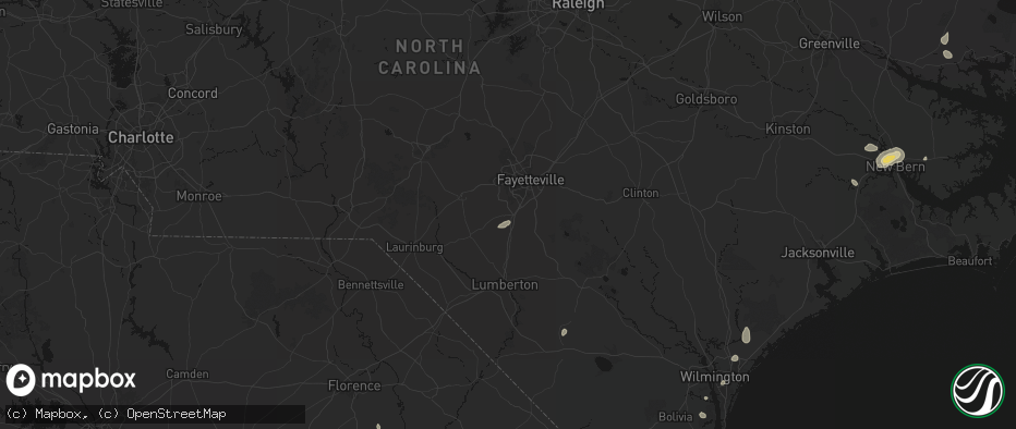 Hail map in Parkton, NC on June 13, 2026