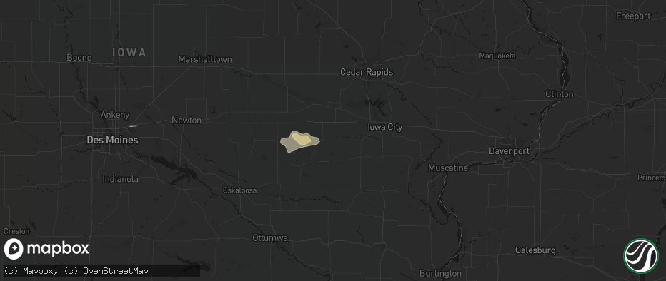 Hail map in Parnell, IA on June 13, 2026