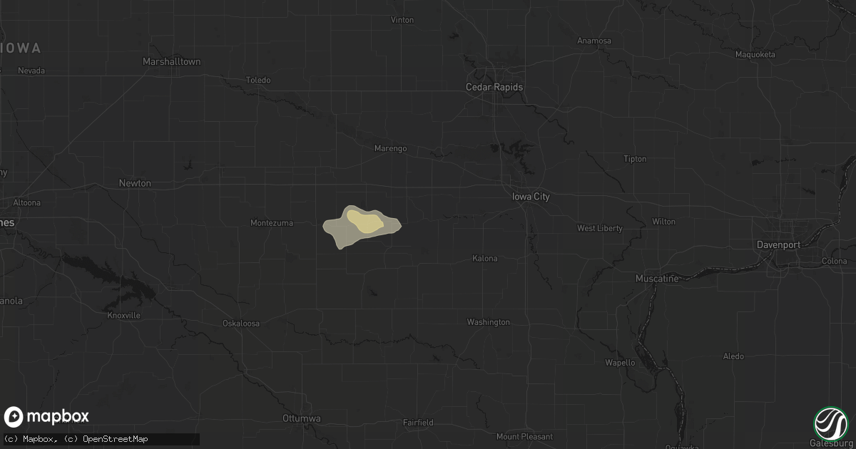 Hail map in Parnell, IA on June 13, 2026