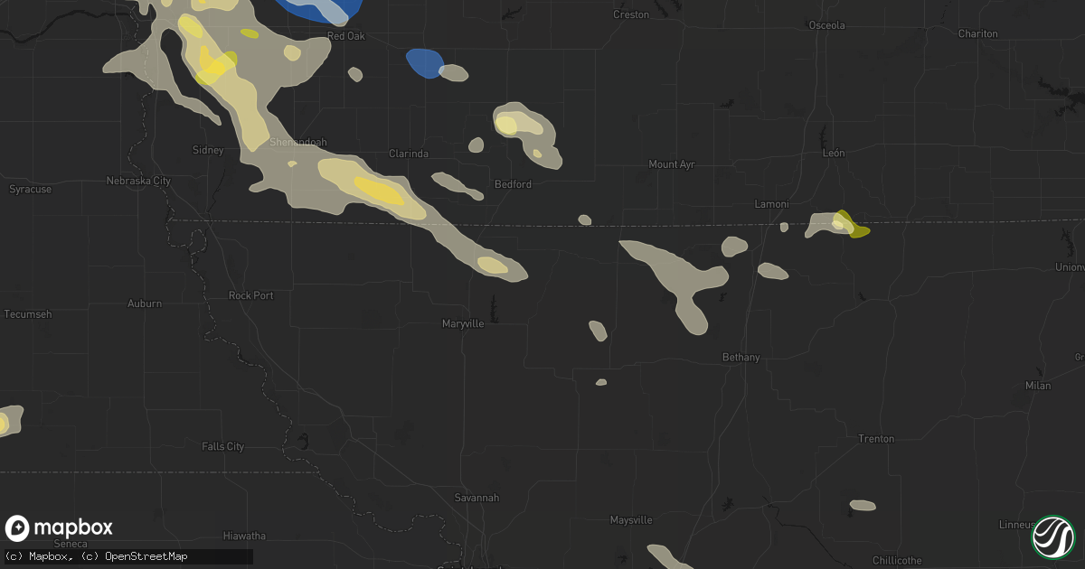 Hail map in Parnell, MO on June 13, 2026