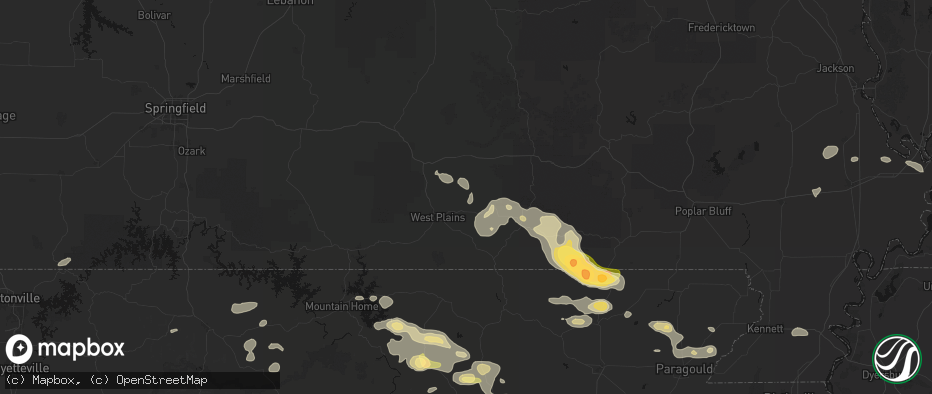 Hail map in Peace Valley, MO on June 13, 2026
