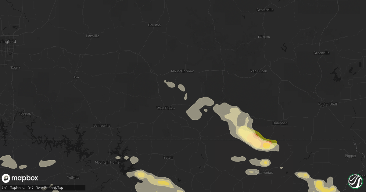 Hail map in Peace Valley, MO on June 13, 2026