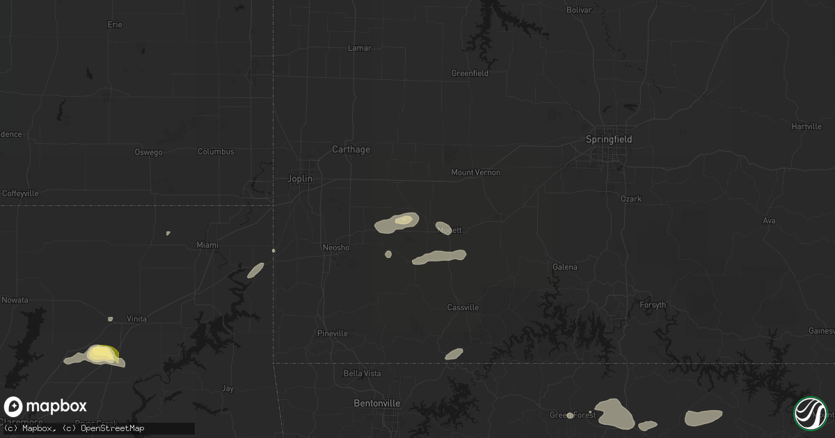 Hail map in Pierce City, MO on June 13, 2026