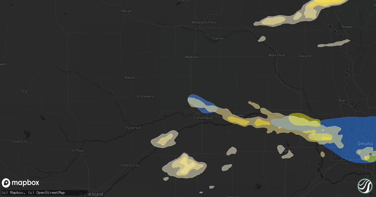 Hail map in Platte Center, NE on June 13, 2026