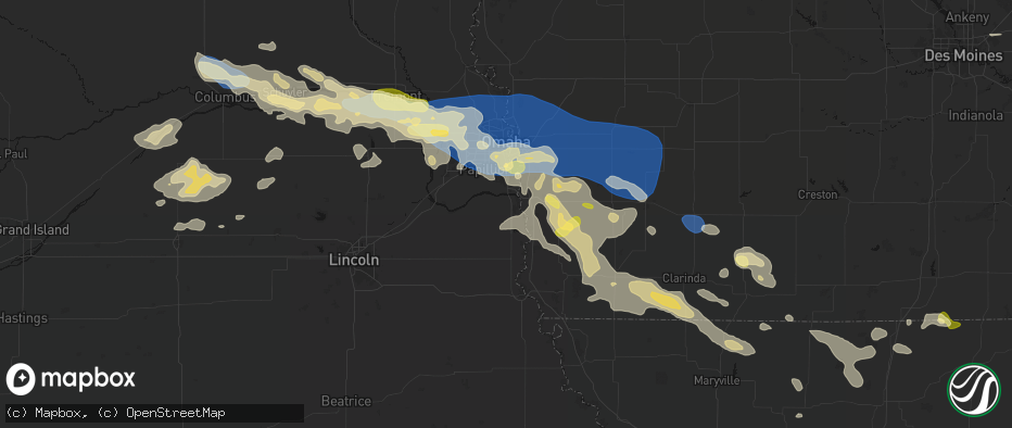 Hail map in Plattsmouth, NE on June 13, 2026