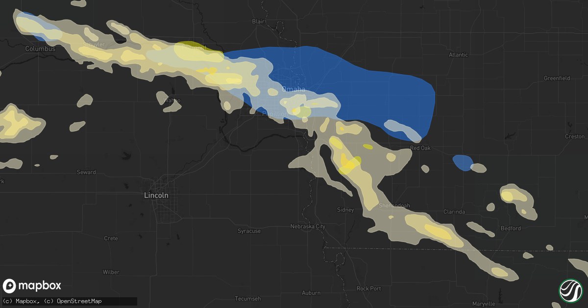 Hail map in Plattsmouth, NE on June 13, 2026