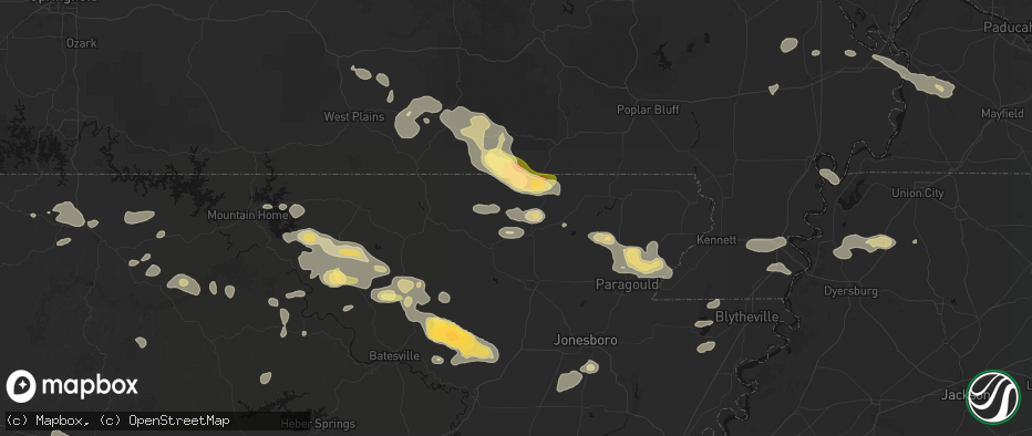 Hail map in Pocahontas, AR on June 13, 2026