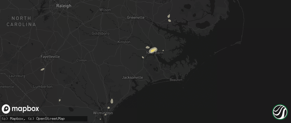 Hail map in Pollocksville, NC on June 13, 2026