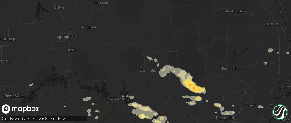 Hail map in Pomona, MO on June 13, 2026