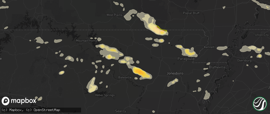 Hail map in Poughkeepsie, AR on June 13, 2026