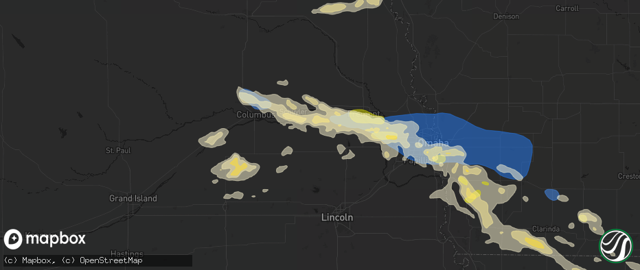Hail map in Prague, NE on June 13, 2026