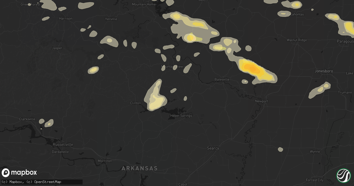 Hail map in Prim, AR on June 13, 2026