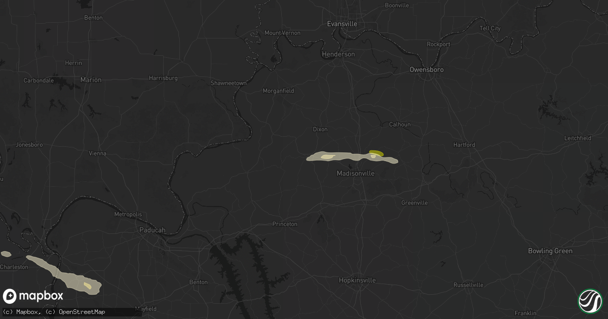 Hail map in Providence, KY on June 13, 2026