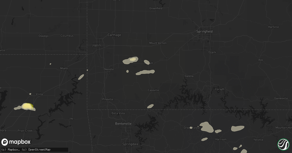 Hail map in Purdy, MO on June 13, 2026